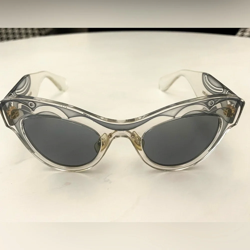 Miu Miu Cat Eye Swirl Sunglasses, clear and grey acetate, grey lens, 49mm, EUC - Picture 7 of 9